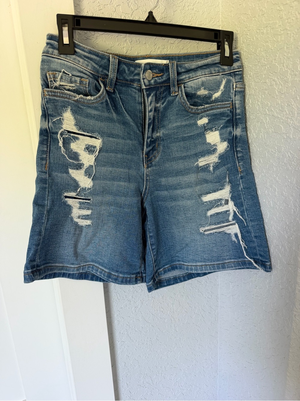 Velvet Distressed Blue Jean Shorts